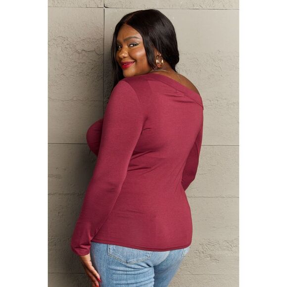 Culture Code Fall For You Full Size Asymetrical Neck Long Sleeve Top - Picture 2 of 9